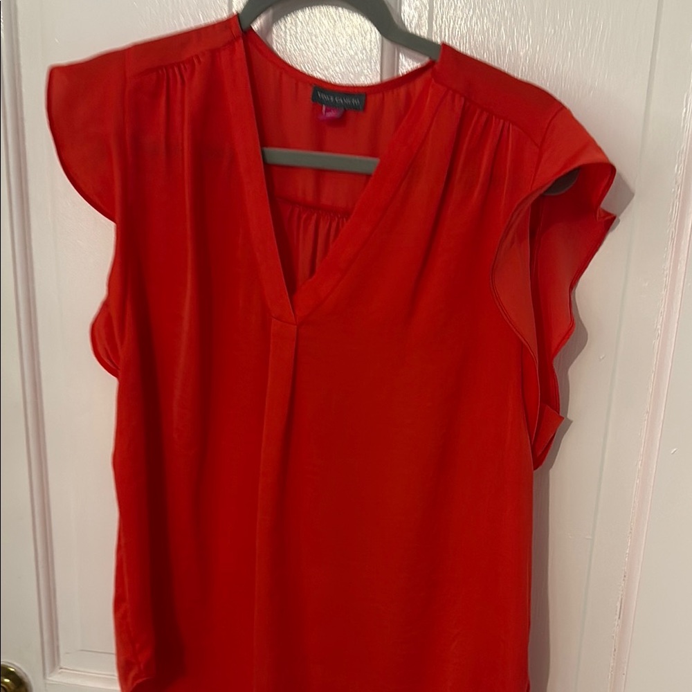 Vince Camuto Women's Red Flutter Sleeve Blouse